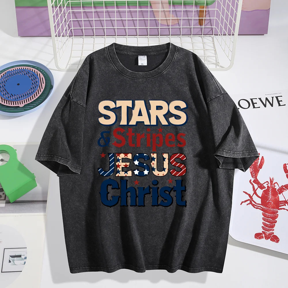 Clothing Stars and Stripes Jesus Christ Independence Day Tee