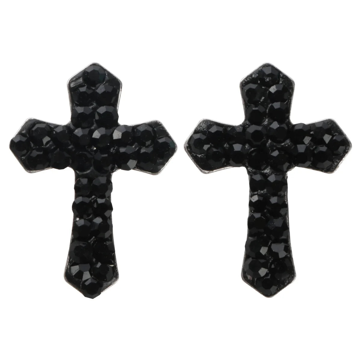 A 3 Strand Cord 925 Sterling Silver Cross Stud Earrings