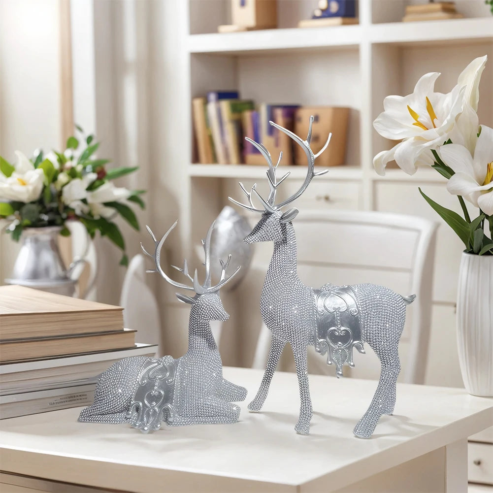 VAKIND Christmas Reindeer Statue Set Resin Figurines Decor