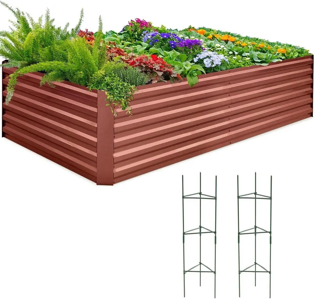 Hign-concerned Galvanized Raised Garden Bed With Tomato Cage Set