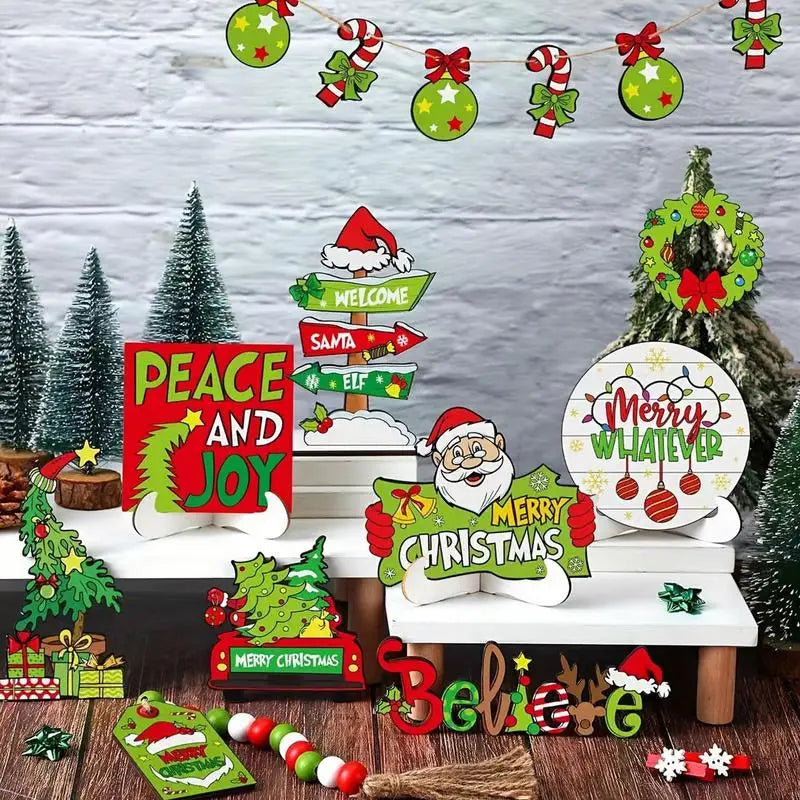 A 3 Strand Cord Santa Tray Decor Rustic Christmas Home