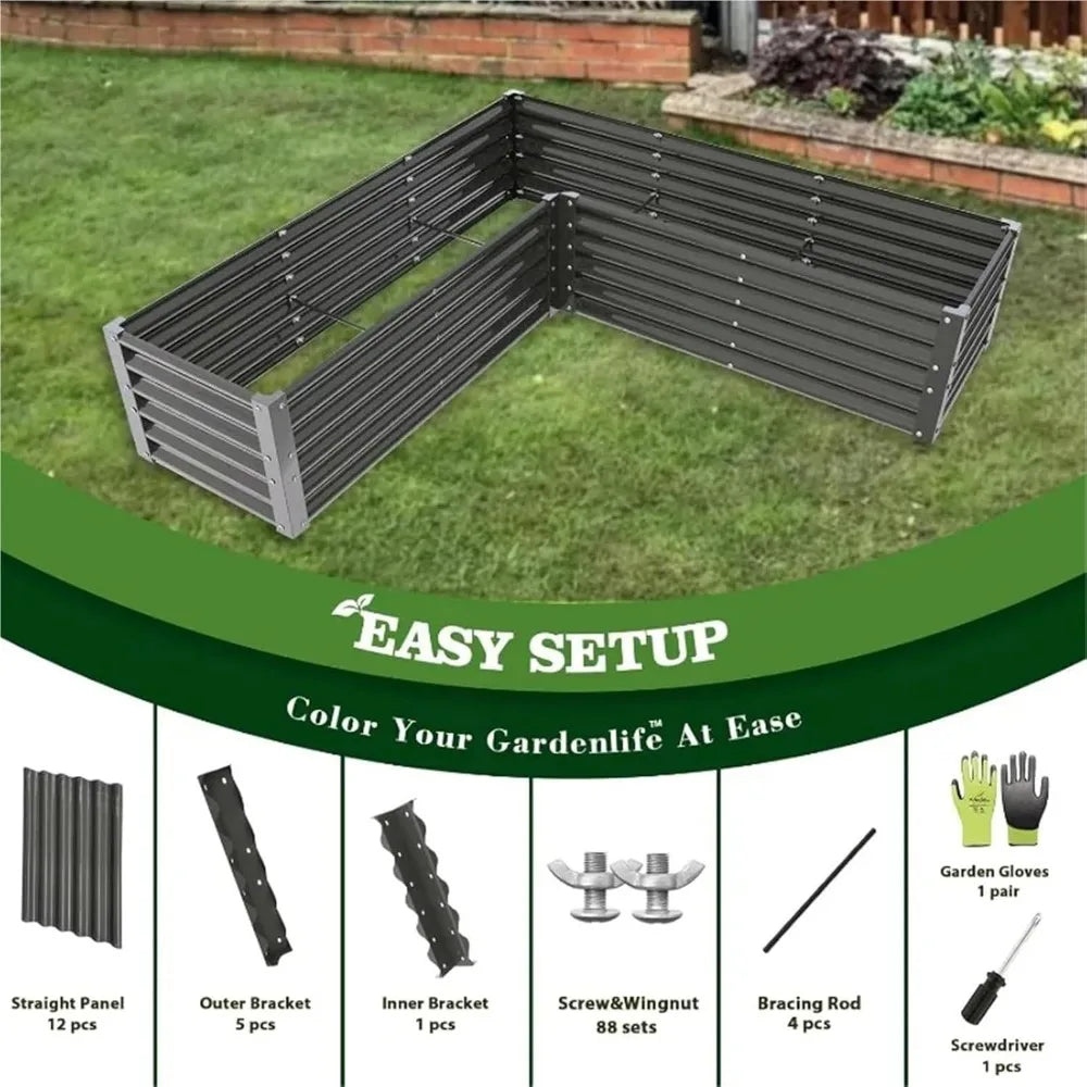 Hign-concerned L Shaped Galvanized Garden Bed Planter