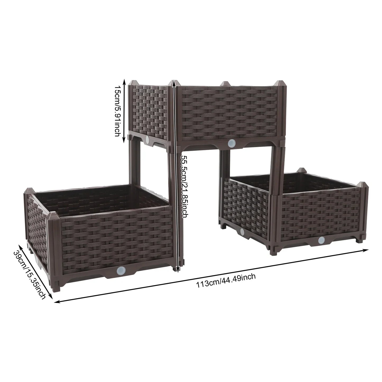Bymaocar 3 Pack Elevated Plastic Raised Garden Bed Planter