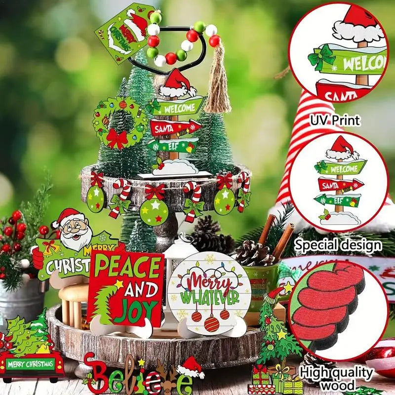 A 3 Strand Cord Santa Tray Decor Rustic Christmas Home