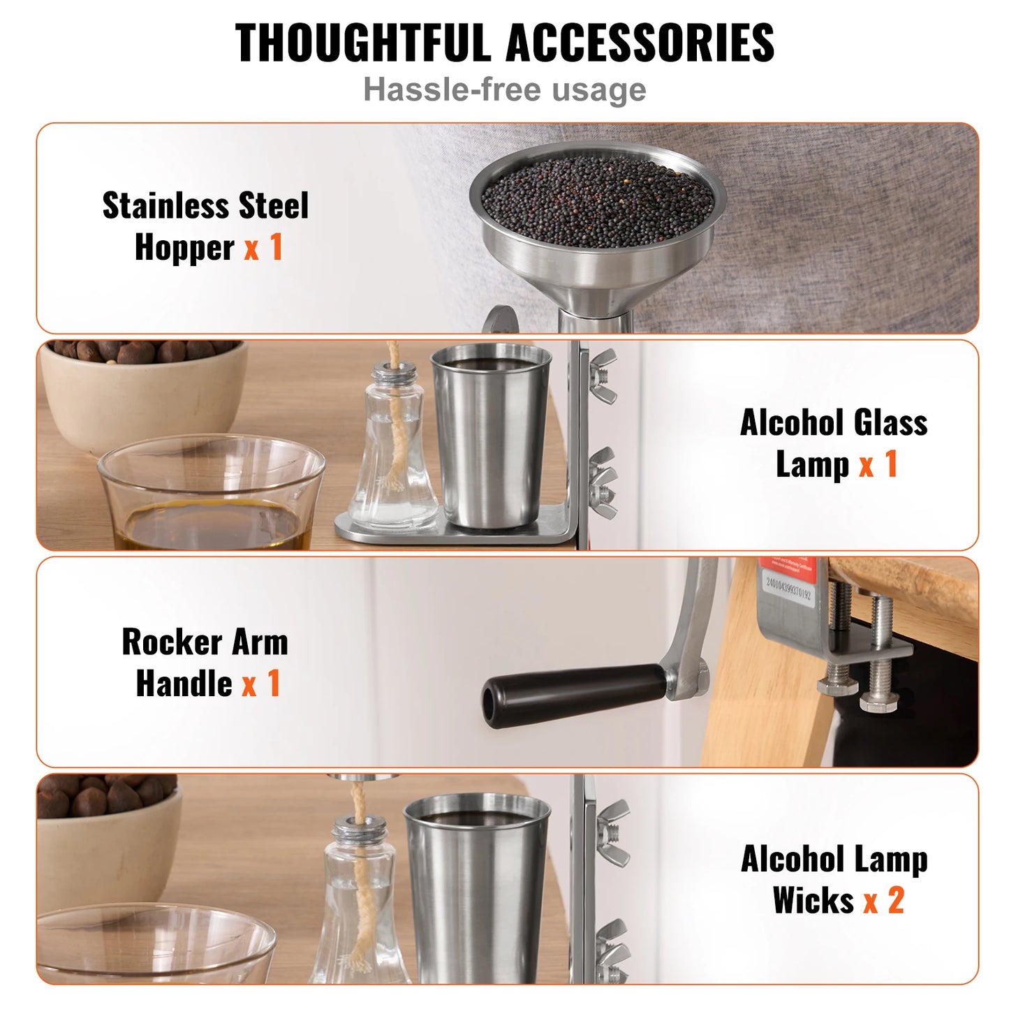 VEVOR Manual Oil Press Machine Stainless Steel Oil Extractor