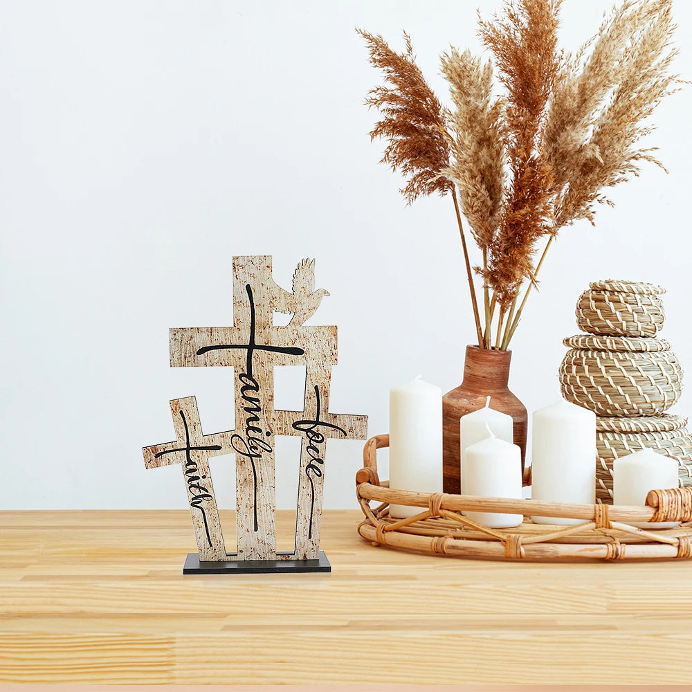 Putuo Decor Christmas Table Decor Love Family Faith Sign