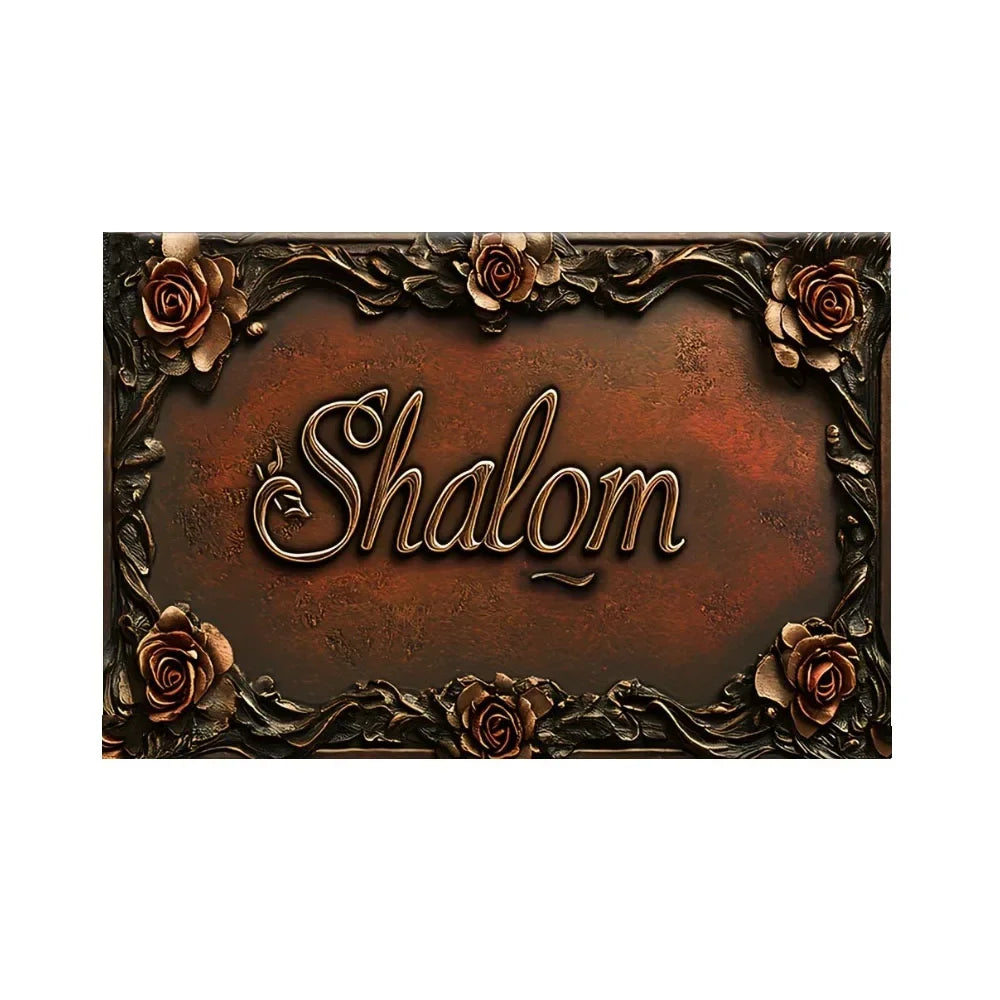 A 3 Strand Cord Shalom Rustic Metal Tin Sign Rose Decor