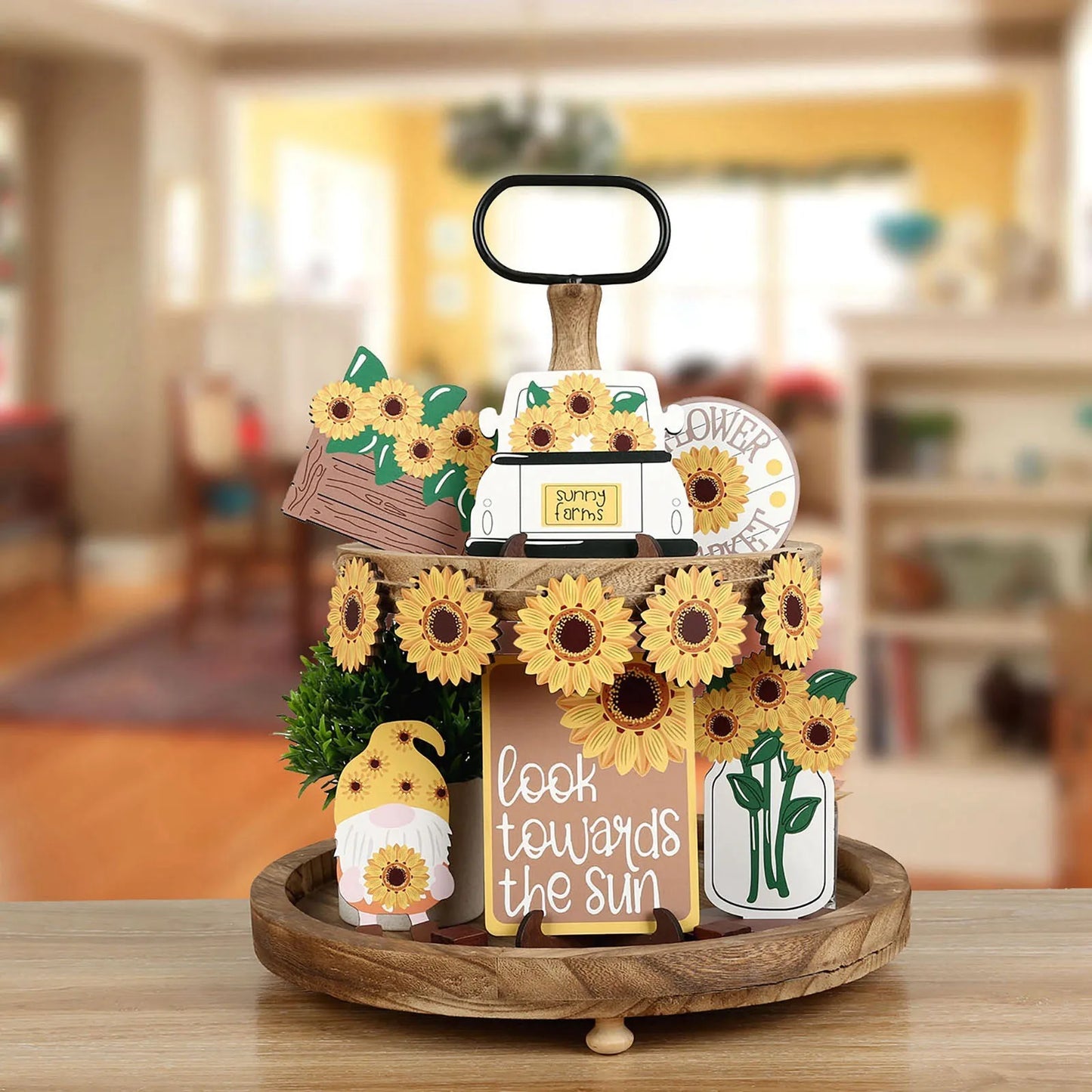 A 3 Strand Cord Sunflower Tiered Tray Decor Rustic Sign