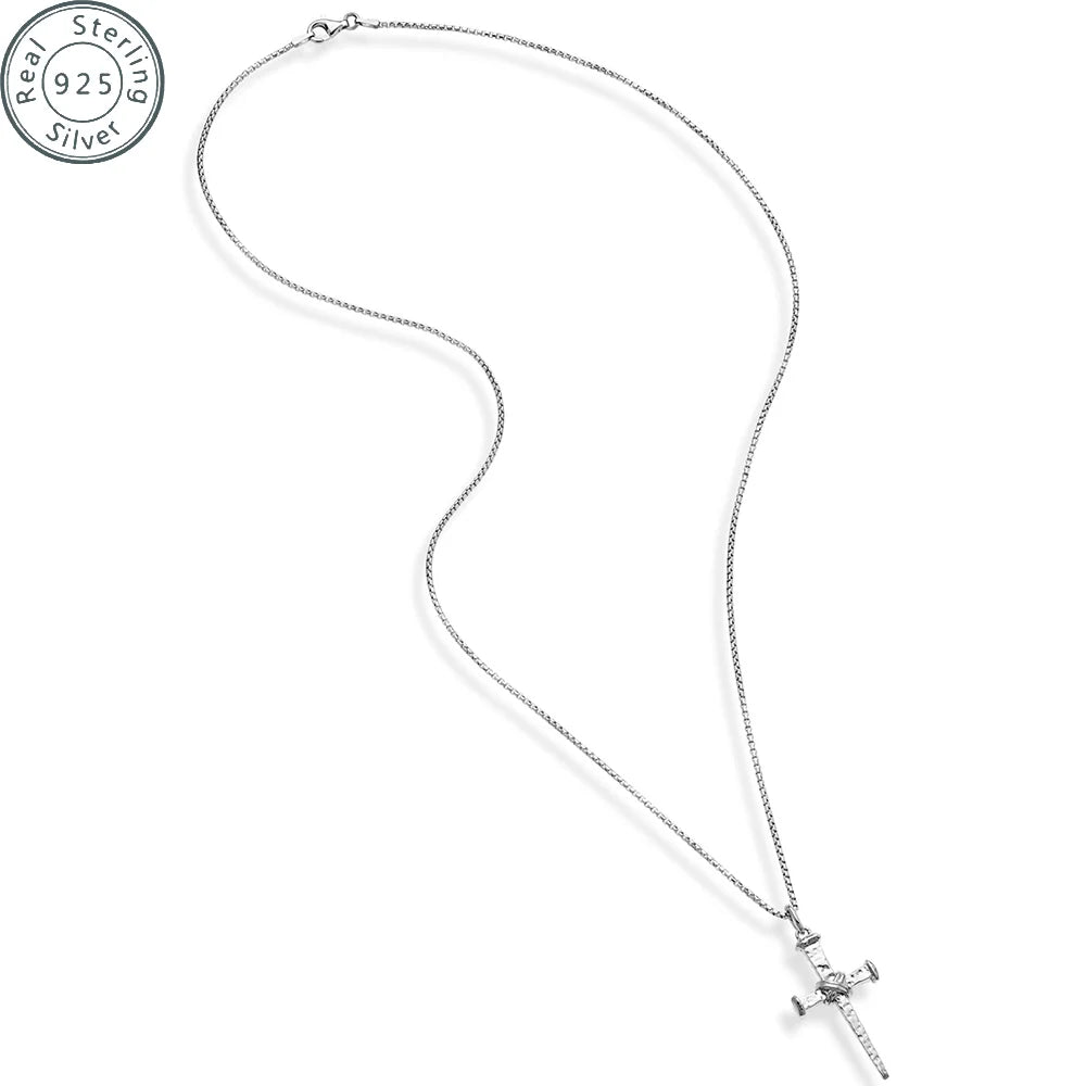 A 3 Strand Cord Italian Rope Wrap Nail Cross 925 Pendant