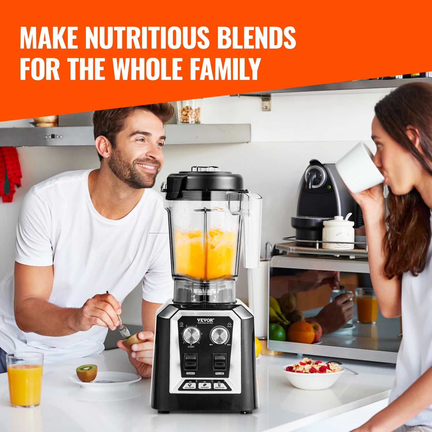 VEVOR Professional Countertop Blender For Smoothies And Juices
