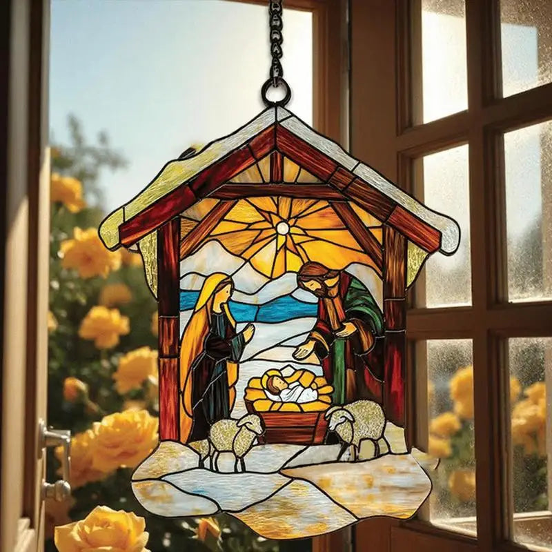 A 3 Strand Cord Nativity Sun Catchers Religious Ornaments