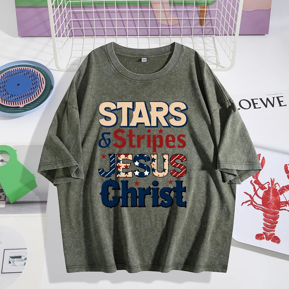 Clothing Stars and Stripes Jesus Christ Independence Day Tee
