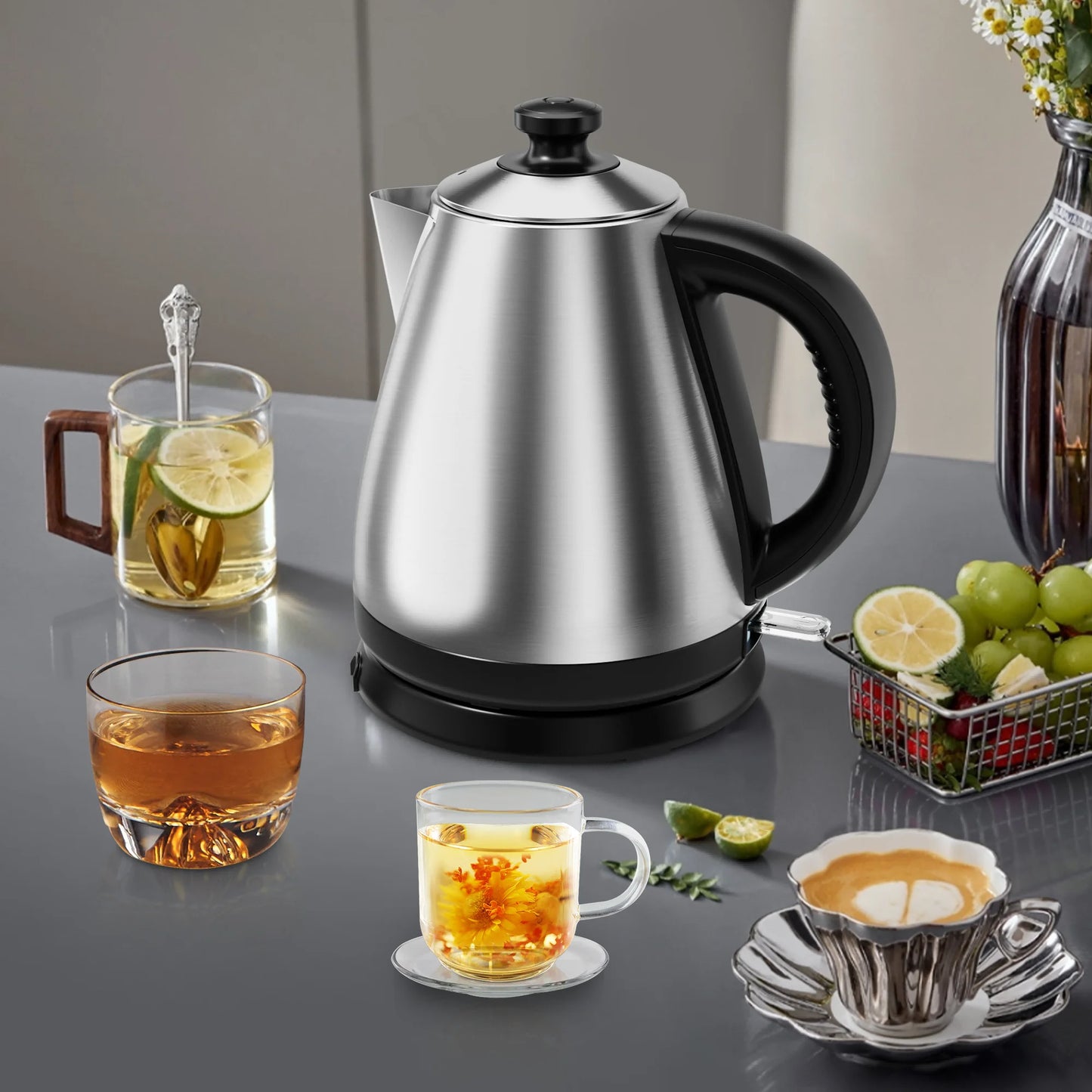 A 3 Strand Cord Electric Tea Kettle Stainless Steel