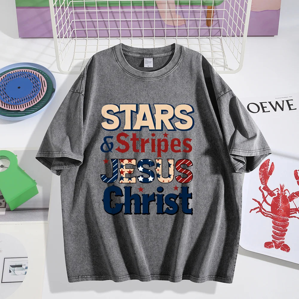 Clothing Stars and Stripes Jesus Christ Independence Day Tee