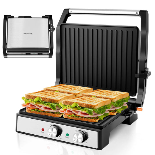 A 3 Strand Cord Panini Grill Press CACHOO 1600W Nonstick