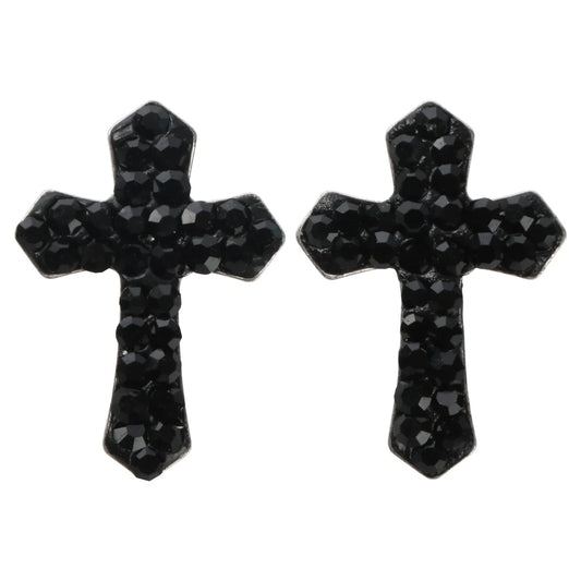 A 3 Strand Cord Sterling Silver Cross Stud Earrings HE17