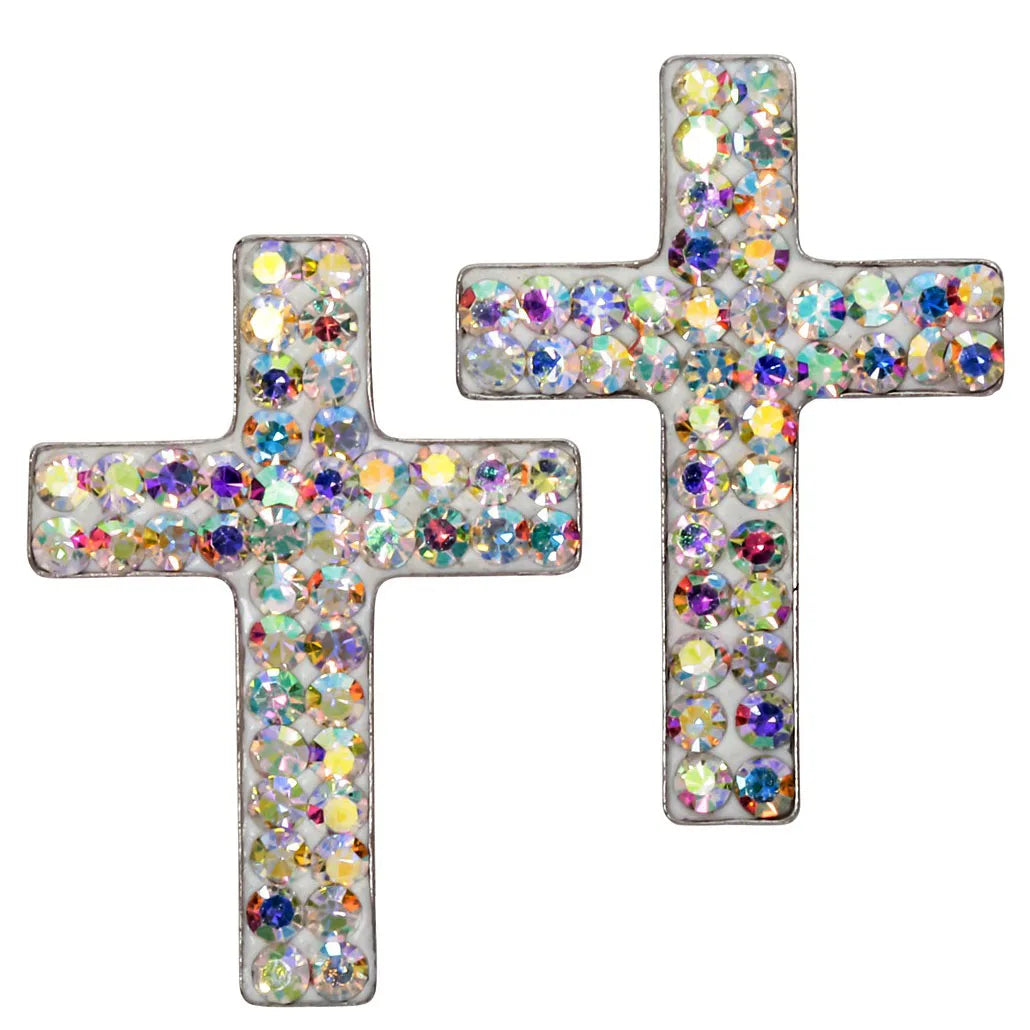 A 3 Strand Cord 925 Sterling Silver Cross Stud Earrings