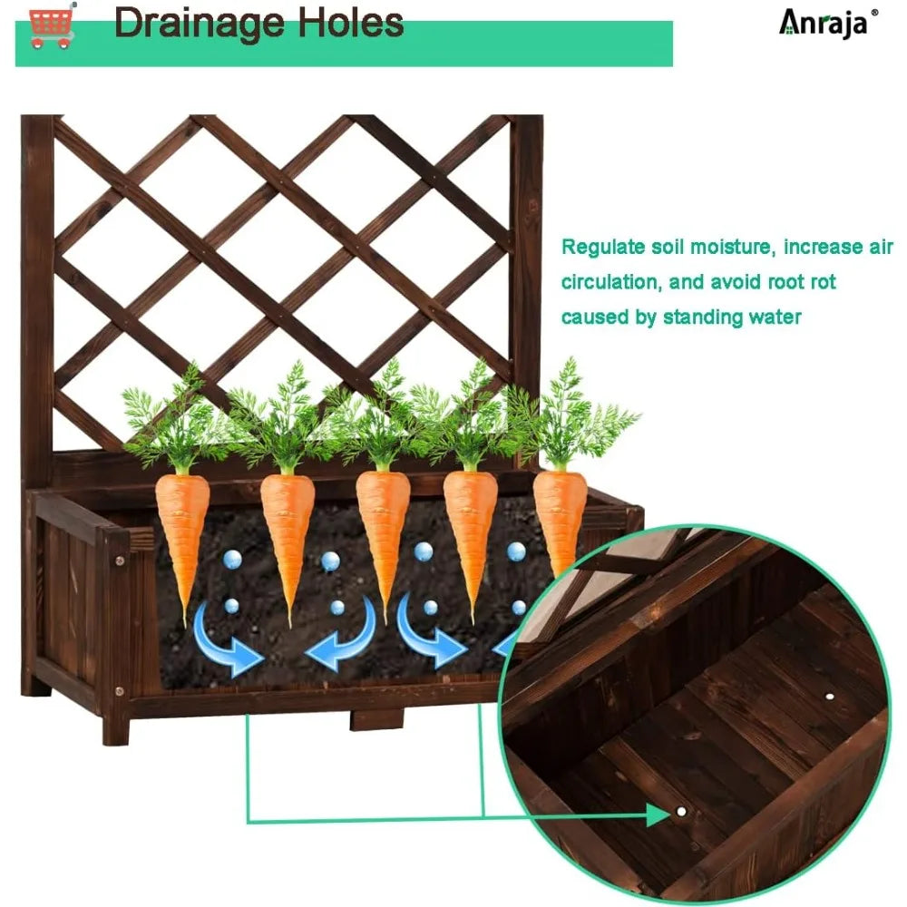 Finishing Raised Garden Bed Planter With Trellis Set Of 2