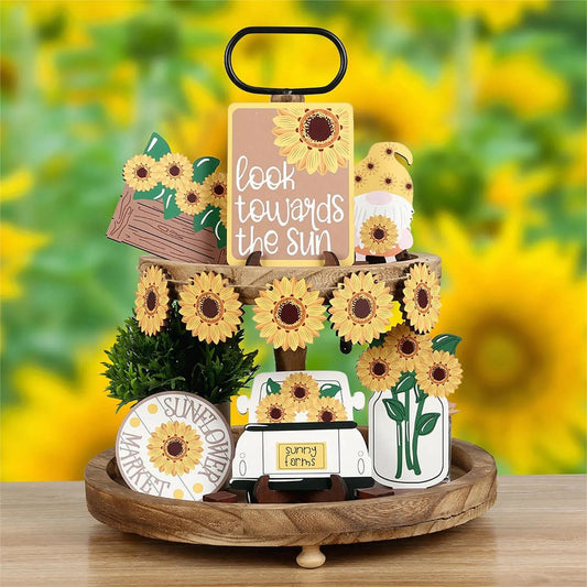 A 3 Strand Cord Sunflower Tiered Tray Decor Rustic Sign