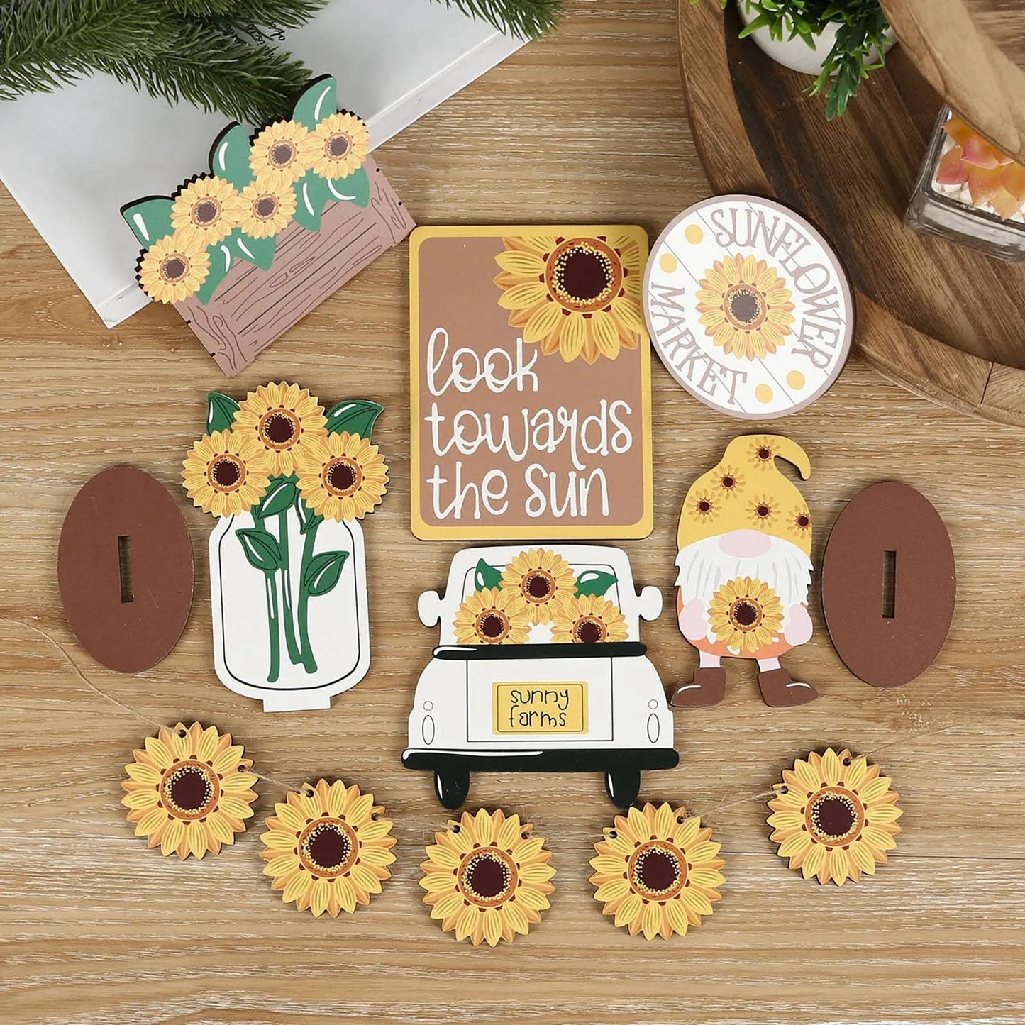 A 3 Strand Cord Sunflower Tiered Tray Decor Rustic Sign