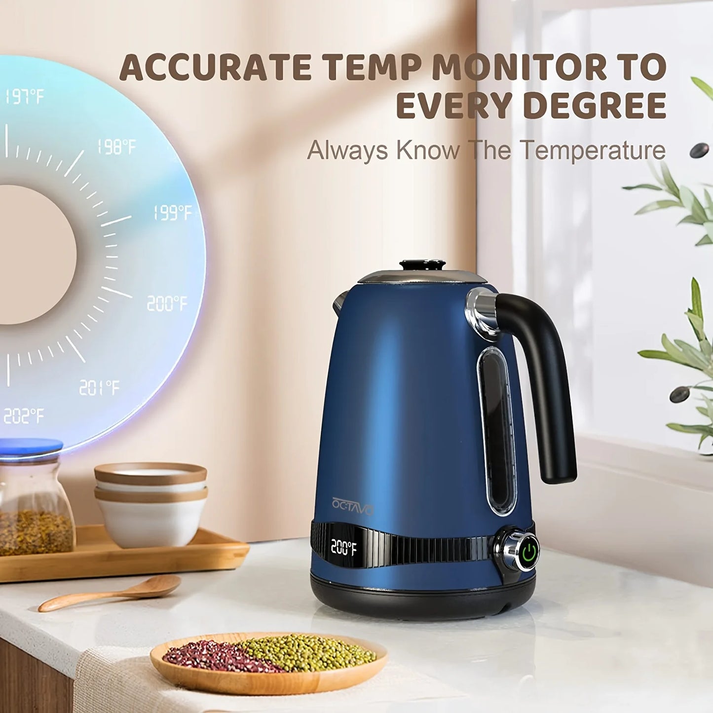 A 3 Strand Cord Octavo Electric Kettle US Plug Temp Control