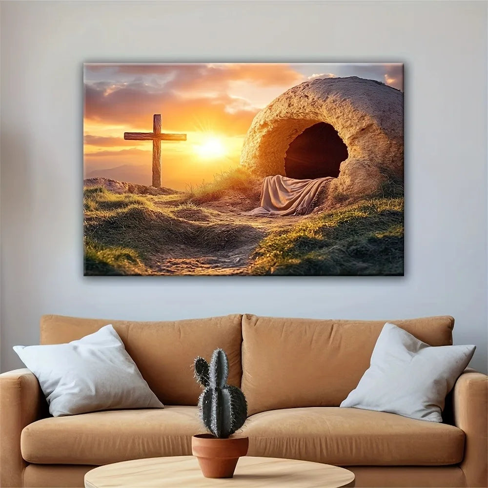 Hign Concerned Resurrection Canvas Wall Art Pine Frame