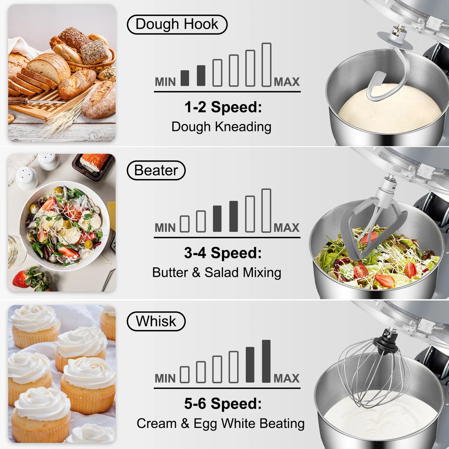 VEVOR Stand Mixer For Dough With LCD Screen 6 Speeds