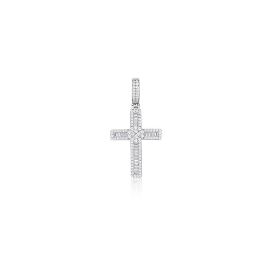 Iceoutboxcn Shining Flower Cross Moissanite Pendant