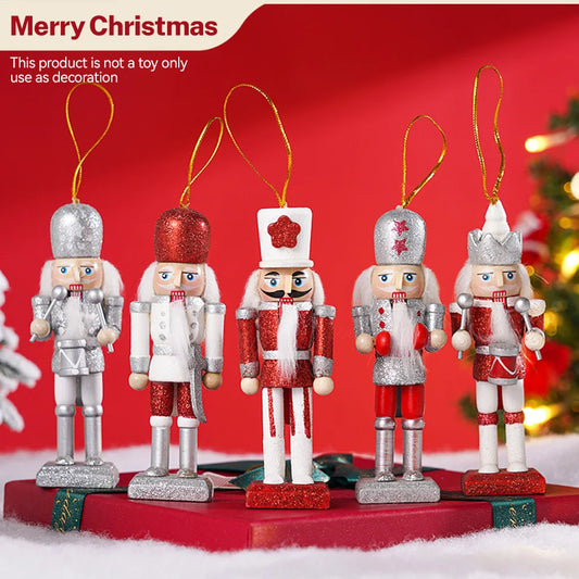 Hign-concerned Christmas Nutcracker Soldier Wooden Ornaments Set