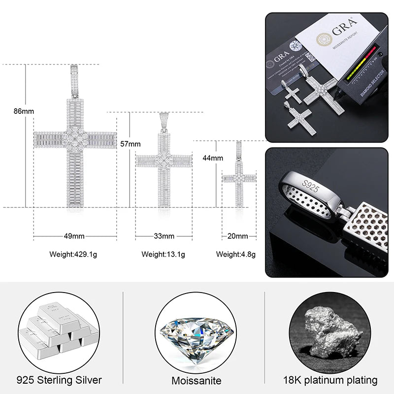 Iceoutboxcn Shining Flower Cross Moissanite Pendant