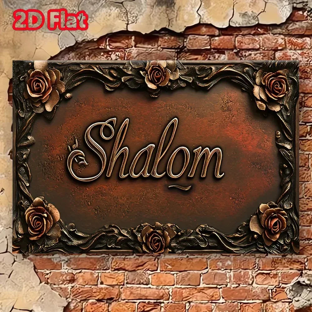 A 3 Strand Cord Shalom Rustic Metal Tin Sign Rose Decor