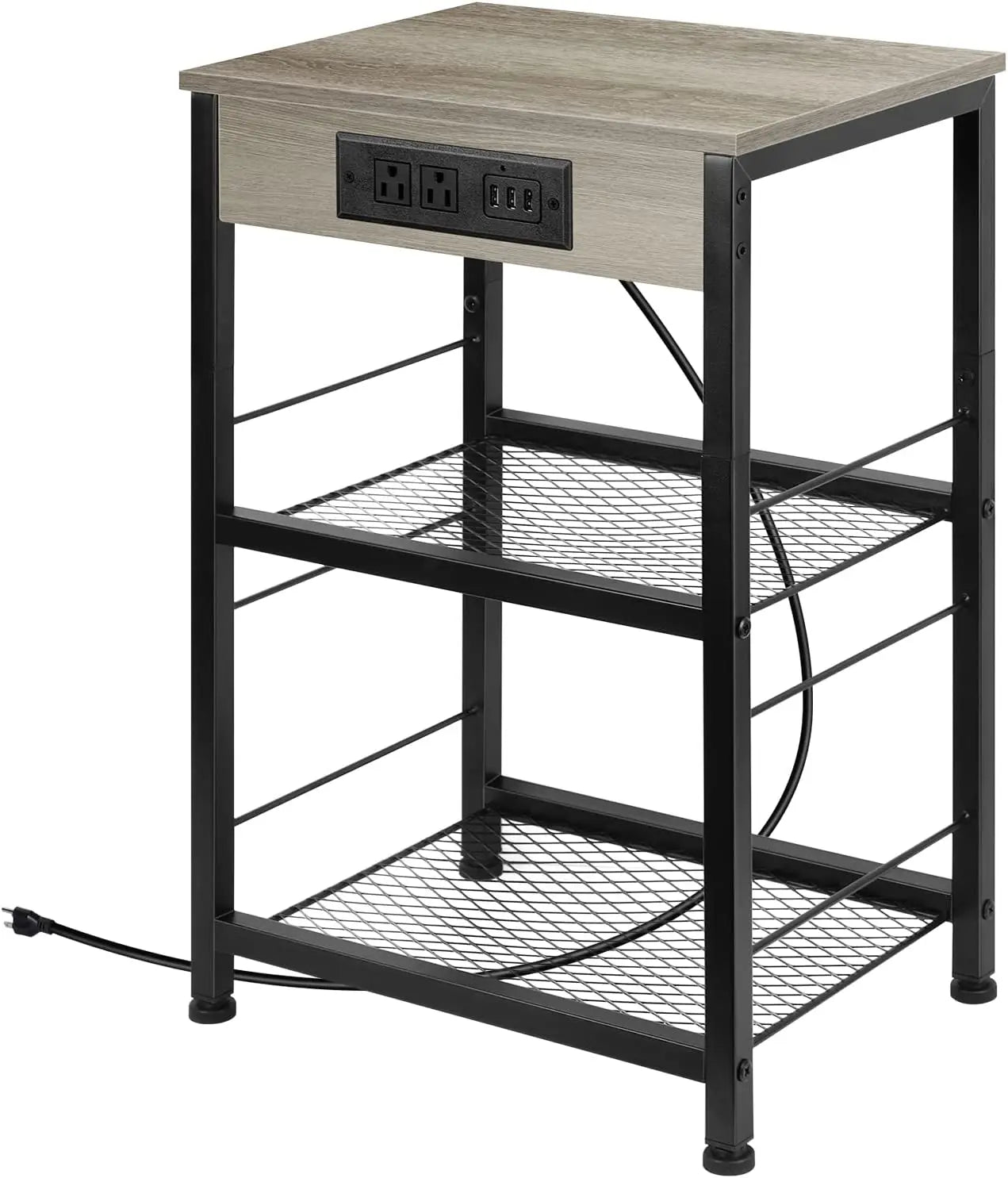ZISIZ Nightstand With USB Charging Station And Power Outlets