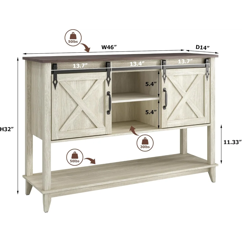 A 3 Strand Cord Entryway Table With Sliding Barn Doors