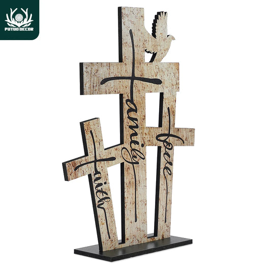 Putuo Decor Christmas Table Decor Love Family Faith Sign