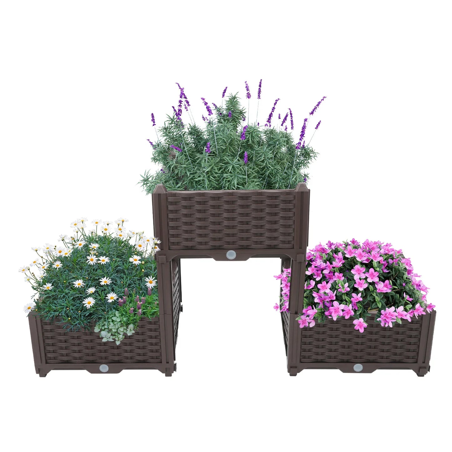 Bymaocar 3 Pack Elevated Plastic Raised Garden Bed Planter
