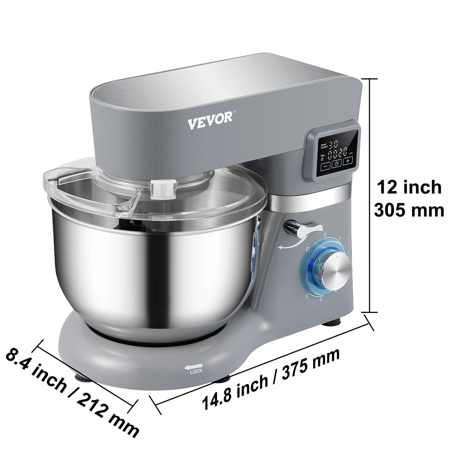 VEVOR Stand Mixer For Dough With LCD Screen 6 Speeds