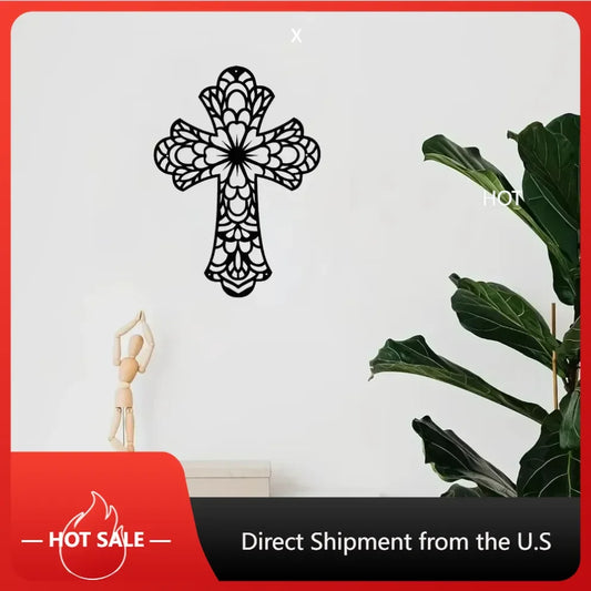 HelloYoung Creative Metal Wall Art Hanging Cross Decor