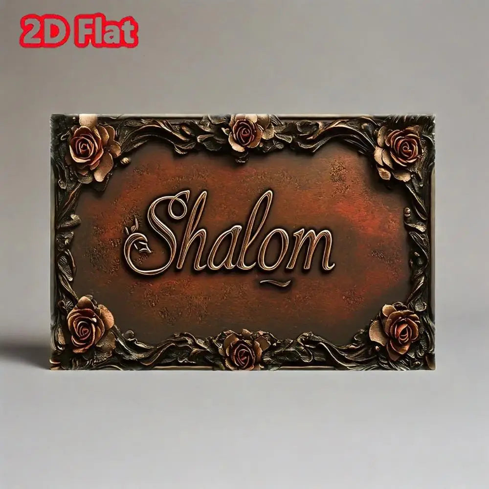 A 3 Strand Cord Shalom Rustic Metal Tin Sign Rose Decor