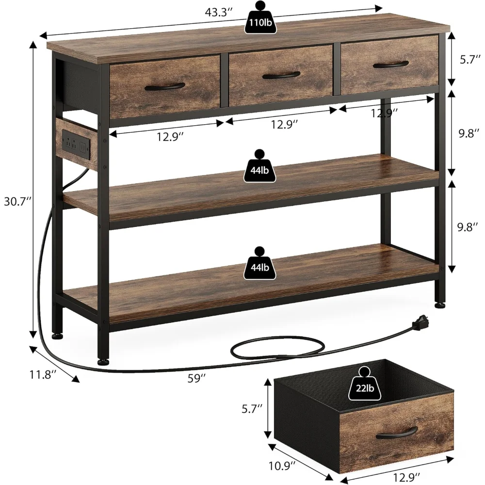 A 3 Strand Cord Entryway Table With USBOutlets Pro