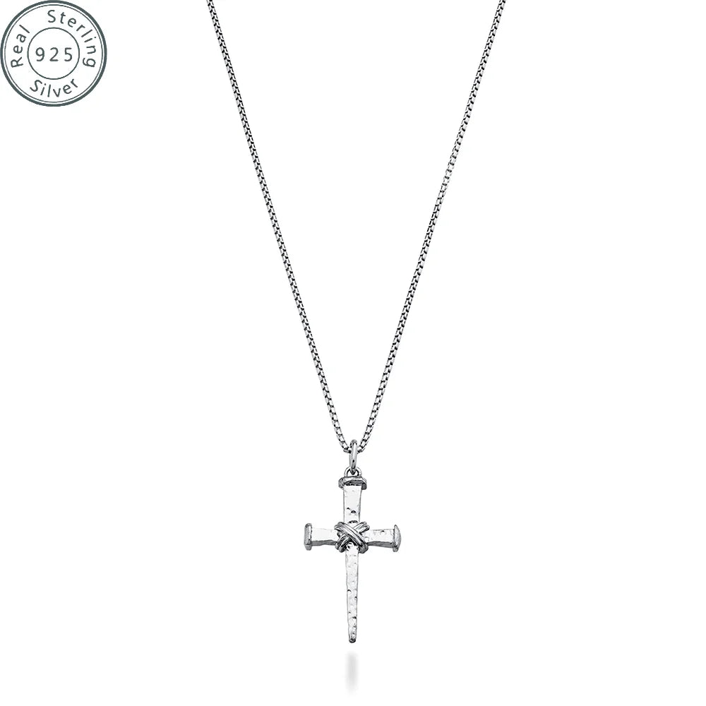A 3 Strand Cord Italian Rope Wrap Nail Cross 925 Pendant