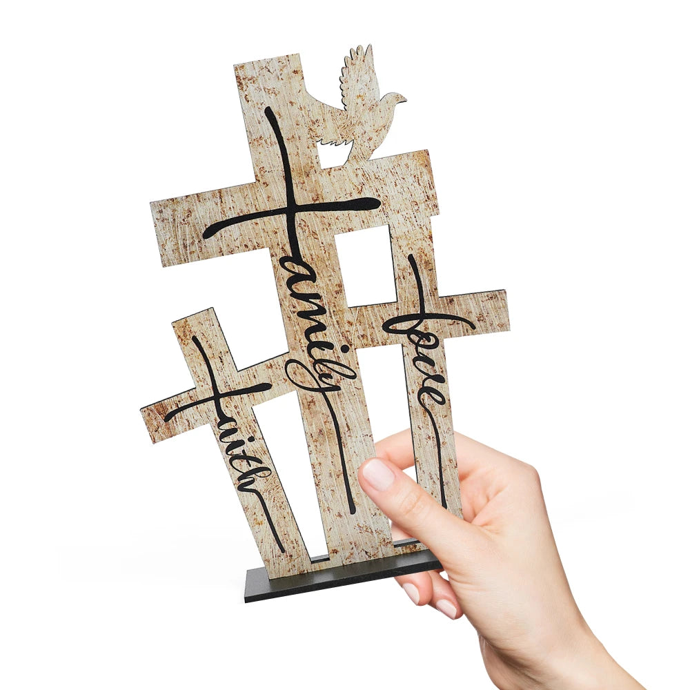 Putuo Decor Christmas Table Decor Love Family Faith Sign
