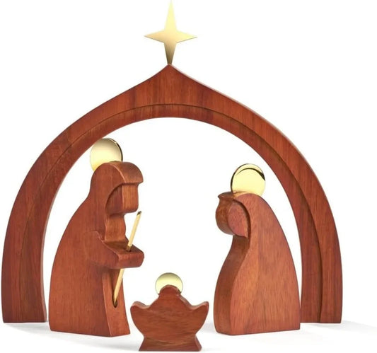 A 3 Strand Cord Nativity Set Acacia Wood Holy Family