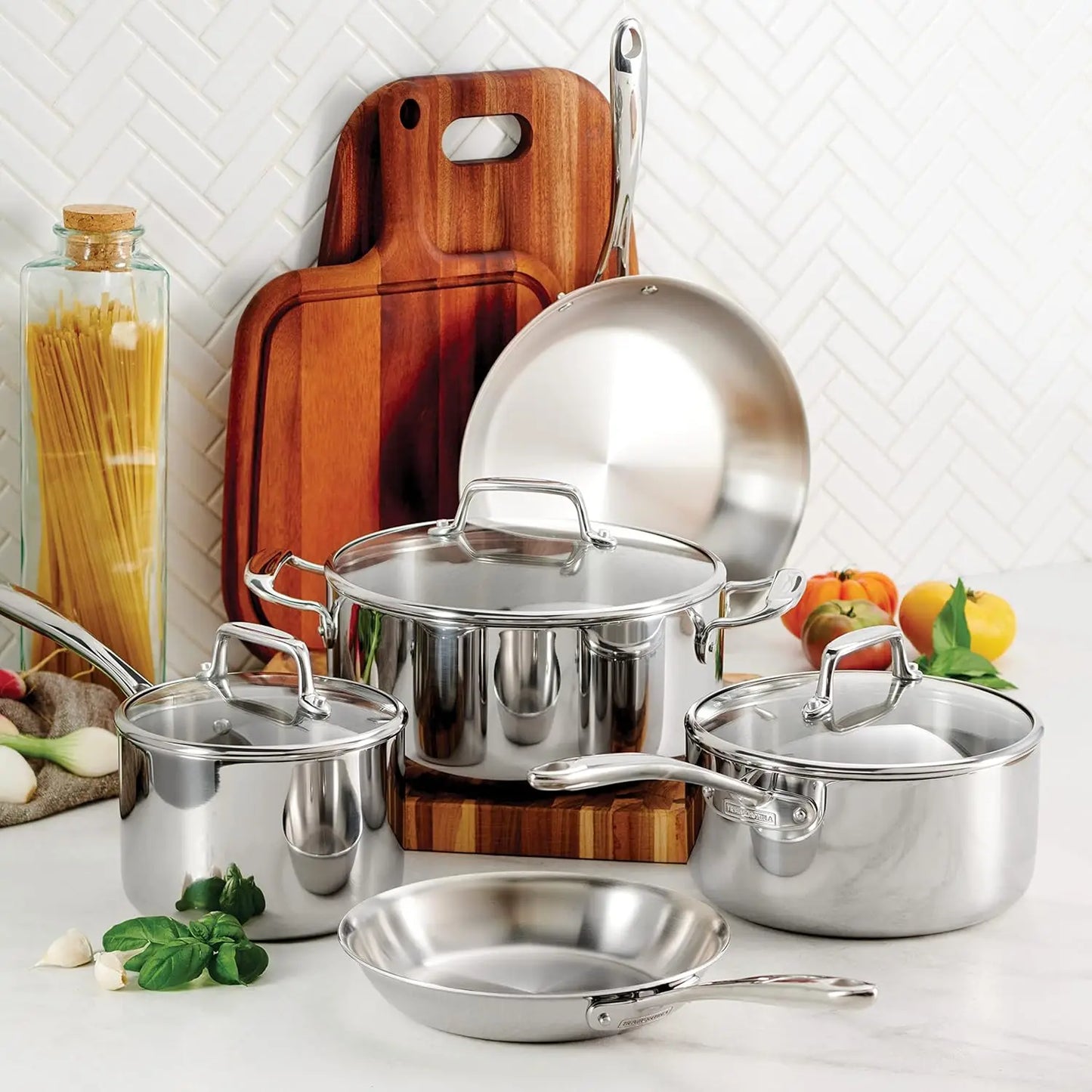 A 3 Strand Cord Tri Ply Stainless Steel Cookware Set