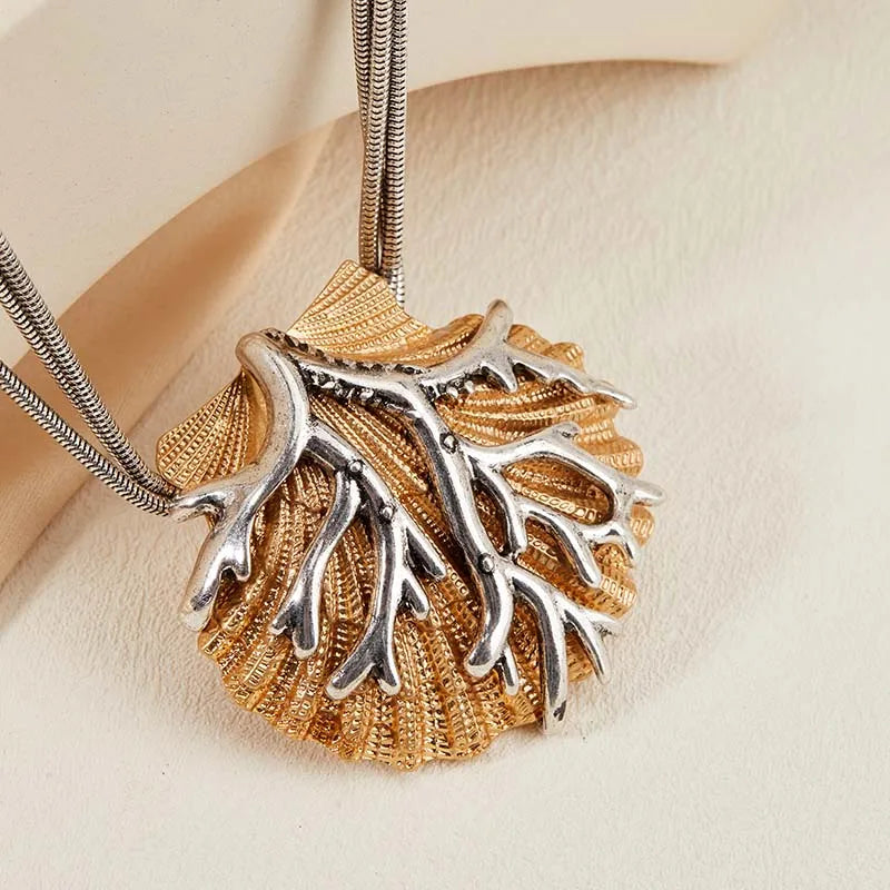 A 3 Strand Cord Shell Coral Necklace Bohemian Jewelry