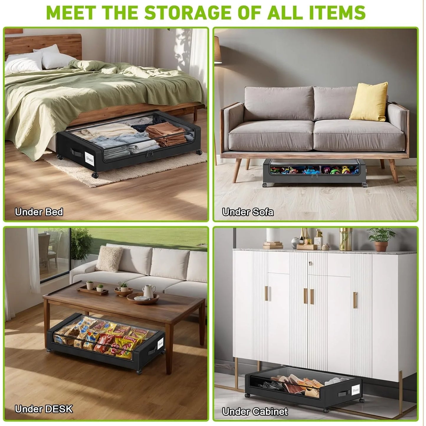 A 3 Strand Cord Under Bed Storage With Wheels Capacity