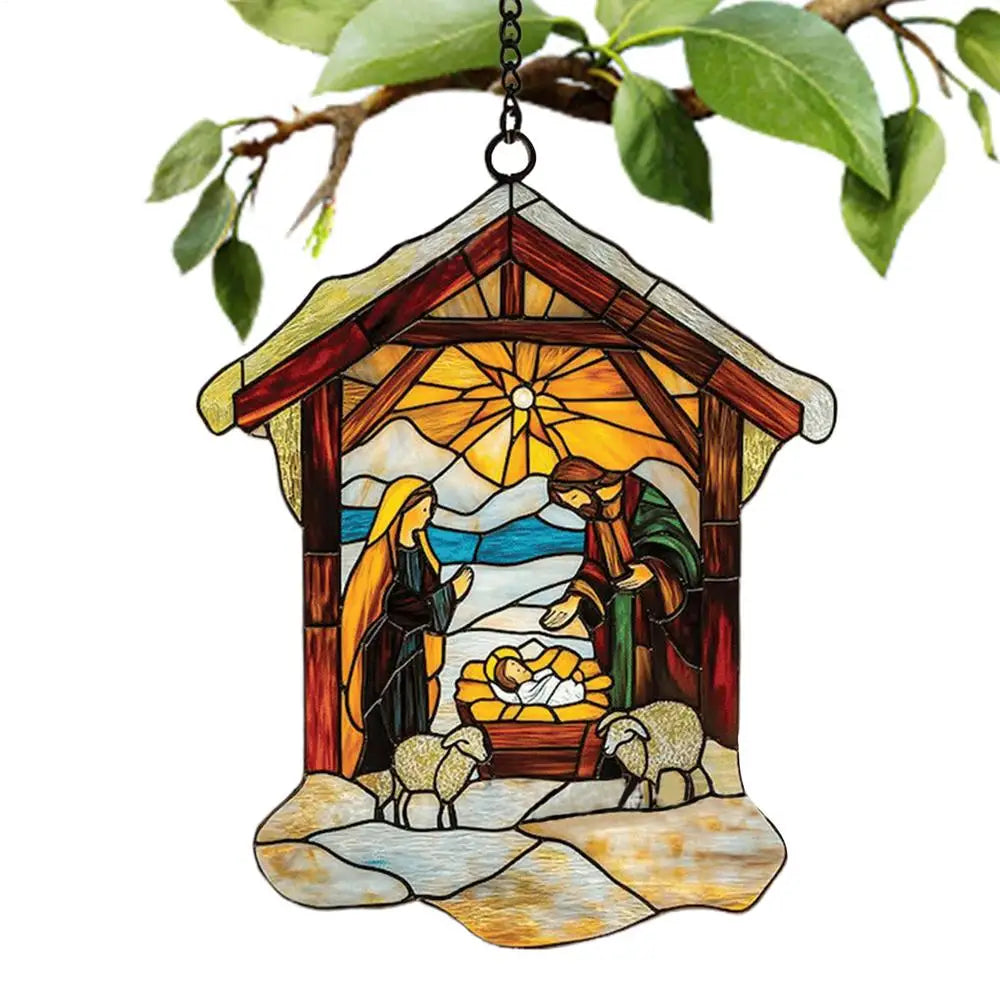 A 3 Strand Cord Nativity Sun Catchers Religious Ornaments