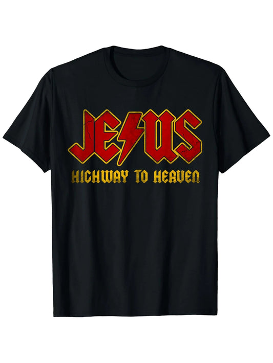 Qibdao Jesus Highway To Heaven Graphic Tee Cotton Short Sleeve