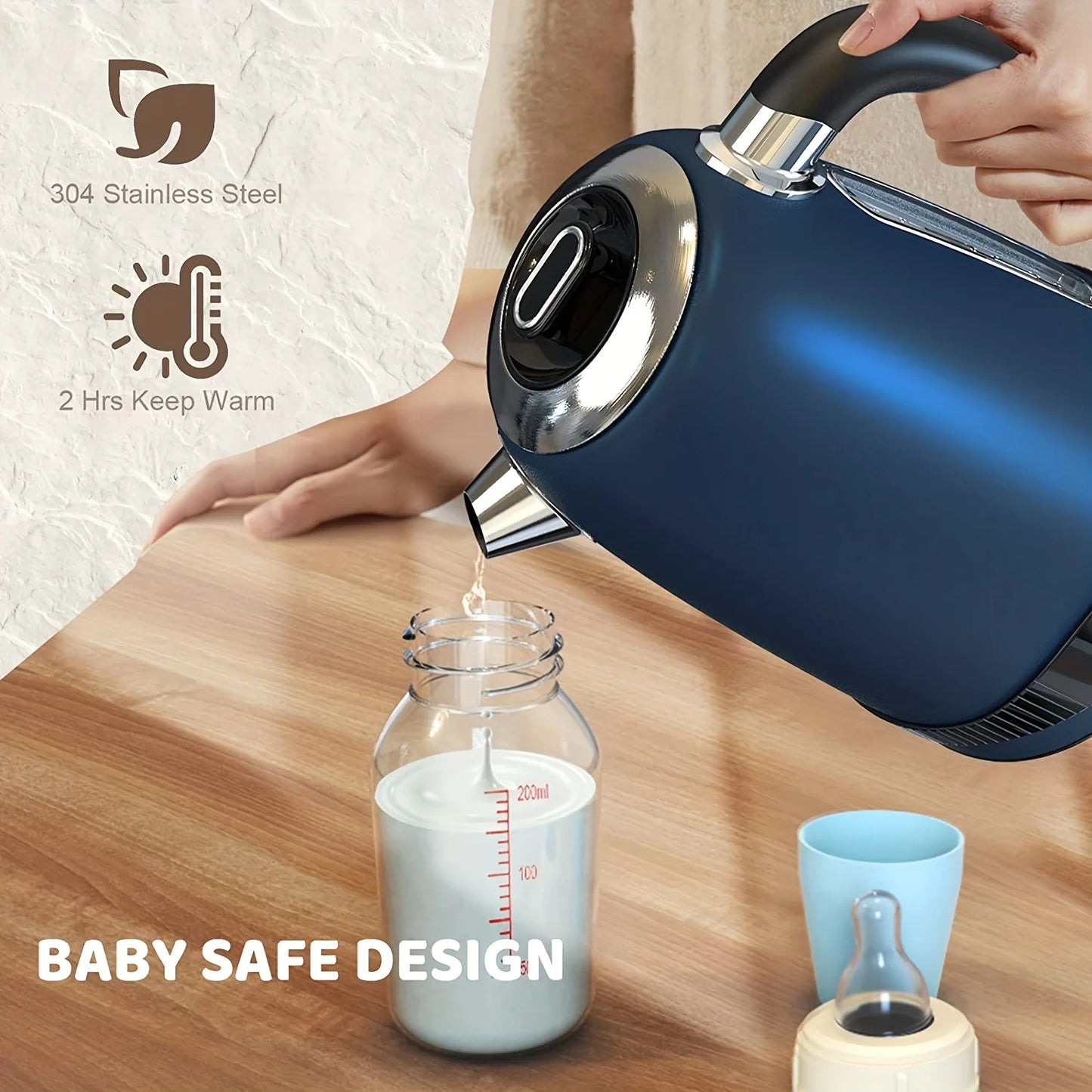 A 3 Strand Cord Octavo Electric Kettle US Plug Temp Control