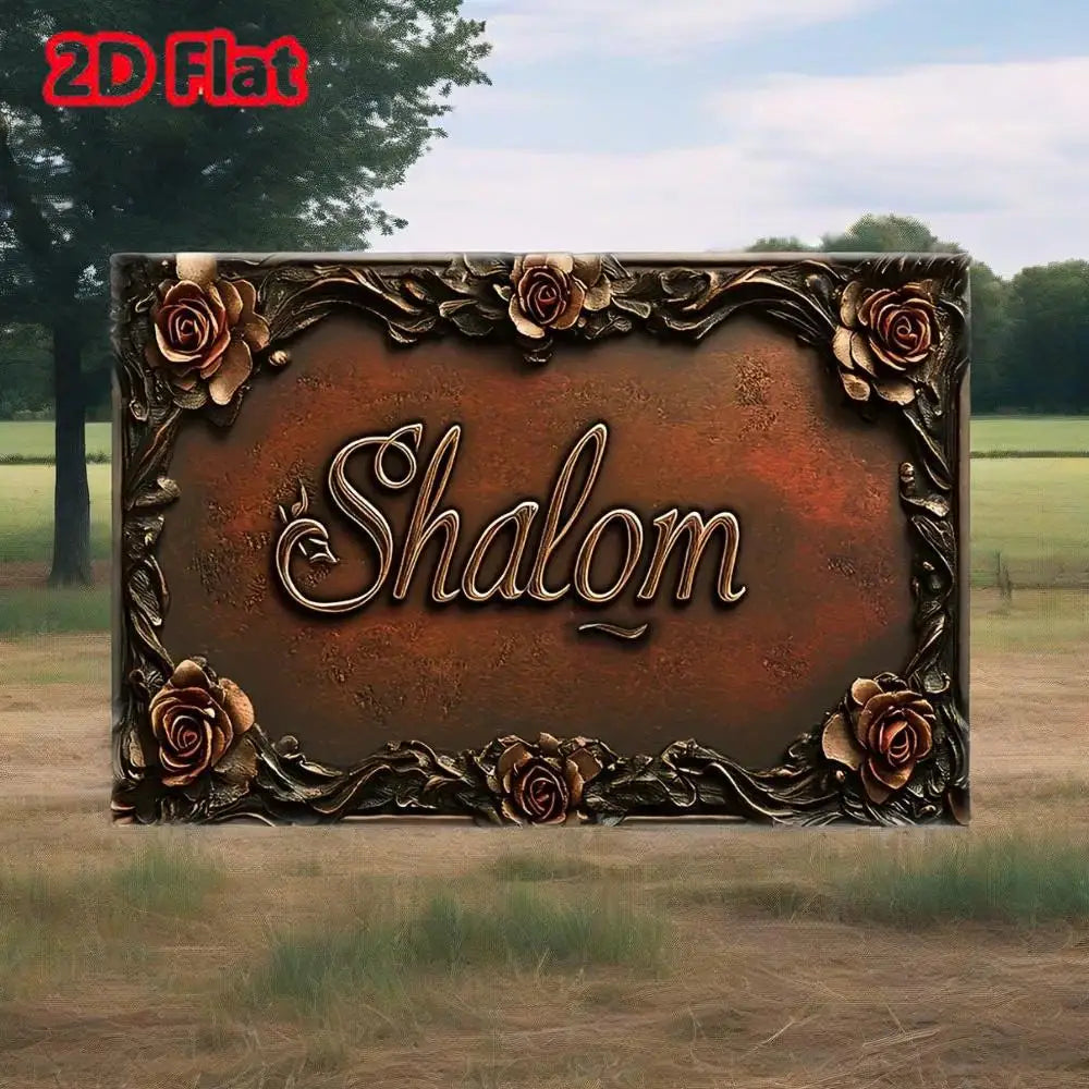 A 3 Strand Cord Shalom Rustic Metal Tin Sign Rose Decor