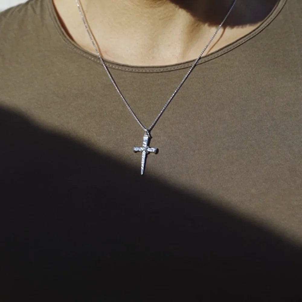 A 3 Strand Cord Italian Rope Wrap Nail Cross 925 Pendant